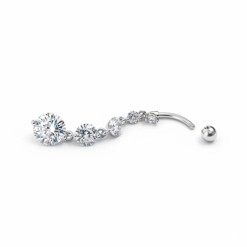 Belly button ring with long dangle
