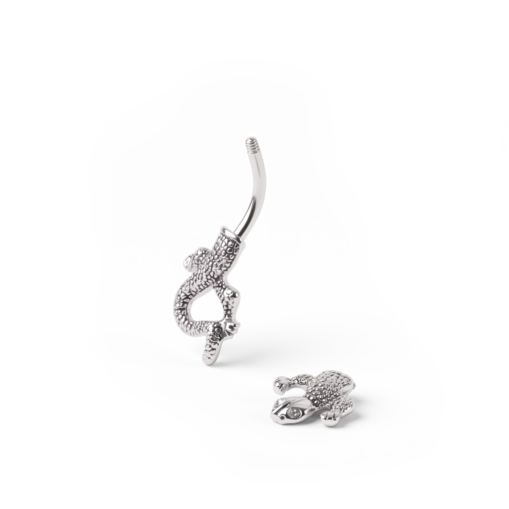 Belly button ring with lizard