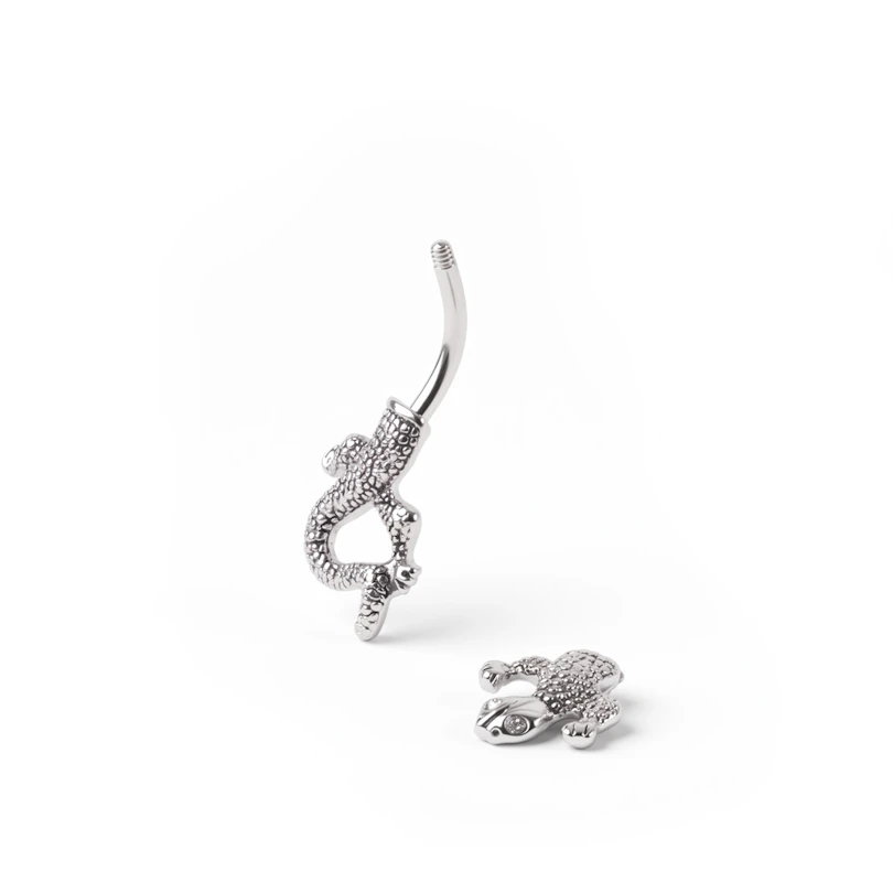 Belly button ring with lizard