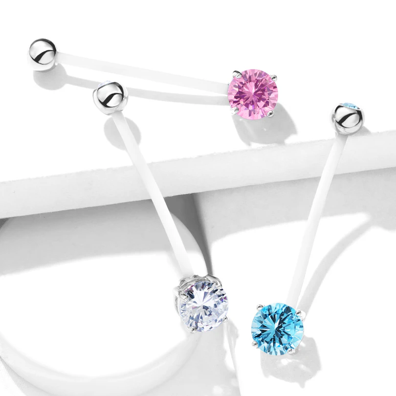 Pregnancy belly ring double jeweled in a variety of colors