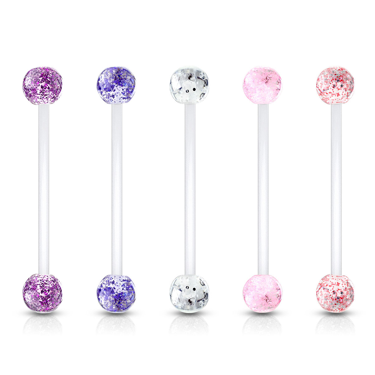 Pregnancy belly button ring with glitter balls