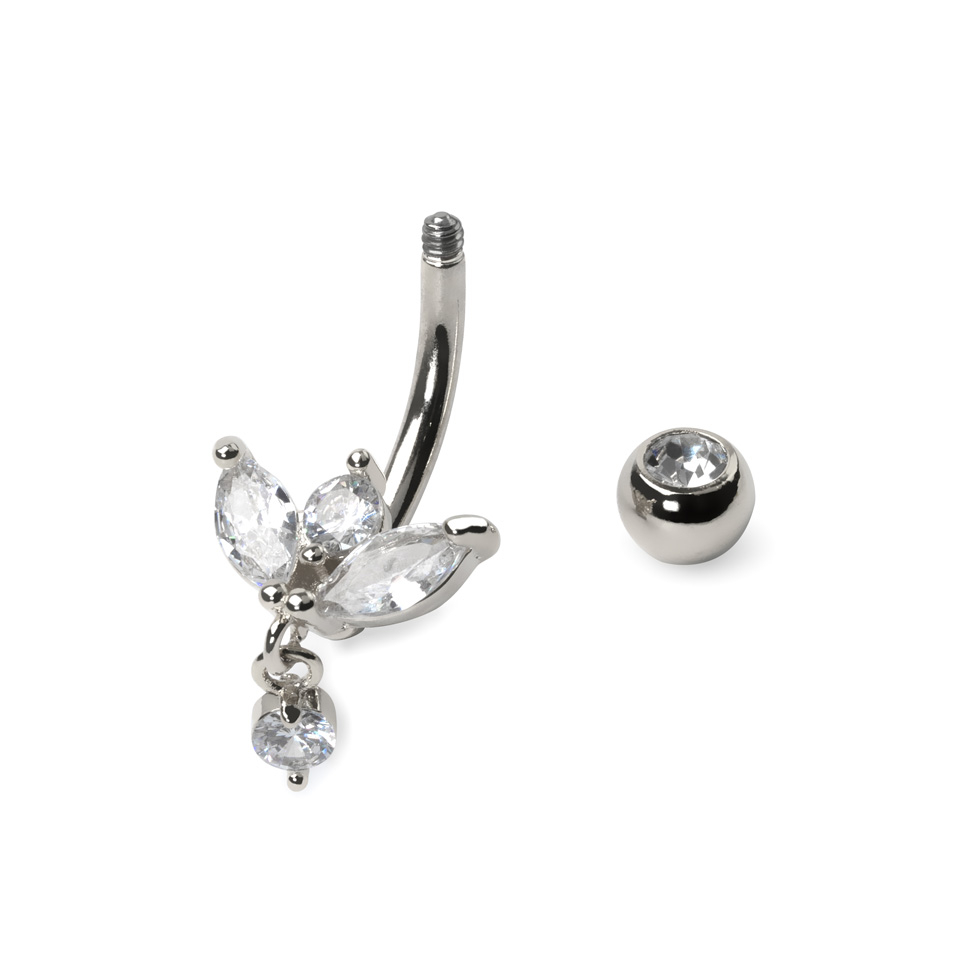 Belly ring with marquise stones