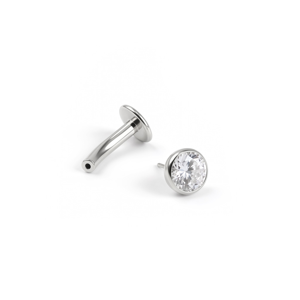 Floating belly ring in titanium