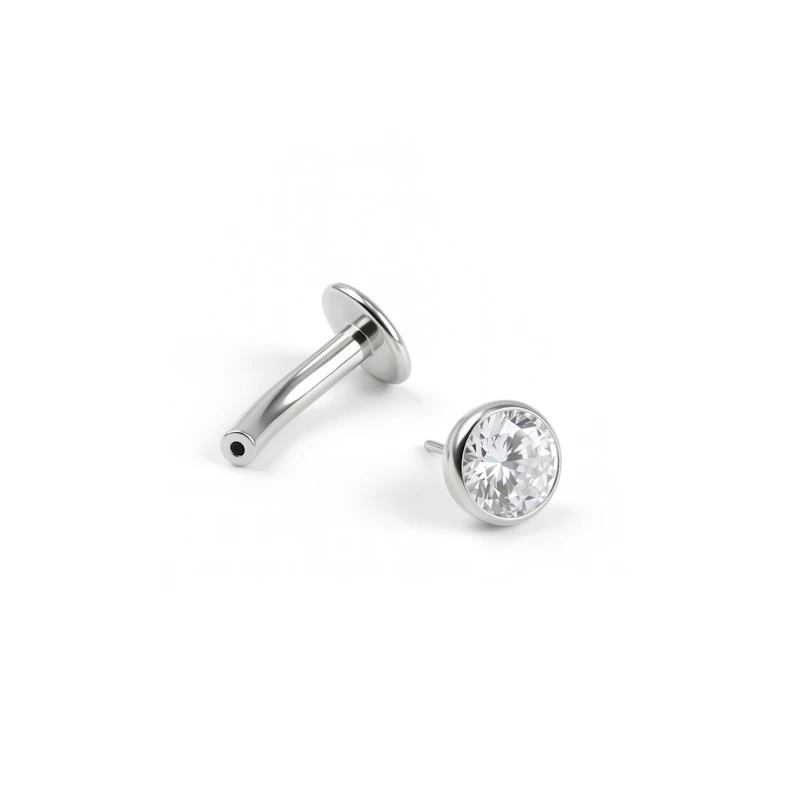Floating belly ring in titanium