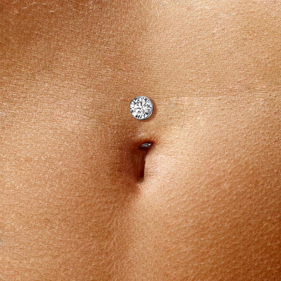 Floating belly ring in titanium