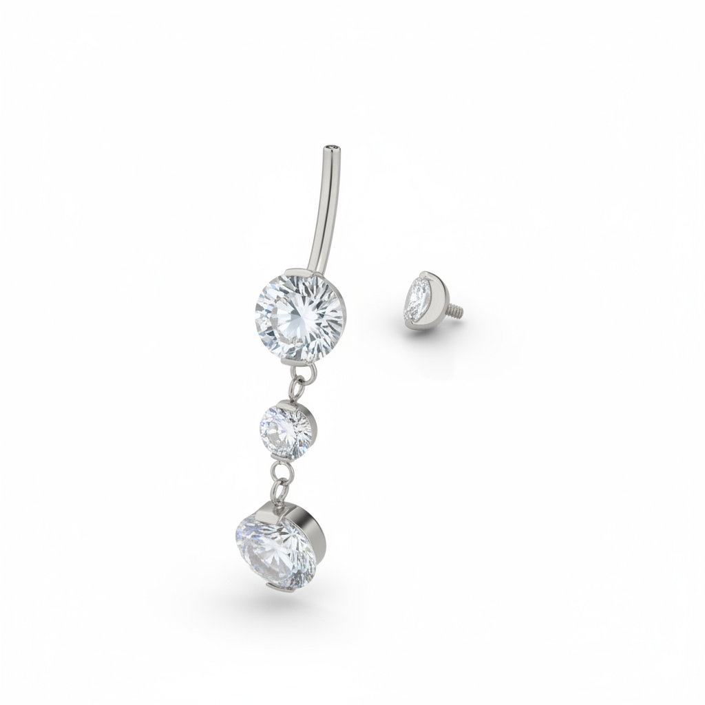 Titanium belly ring with dangle