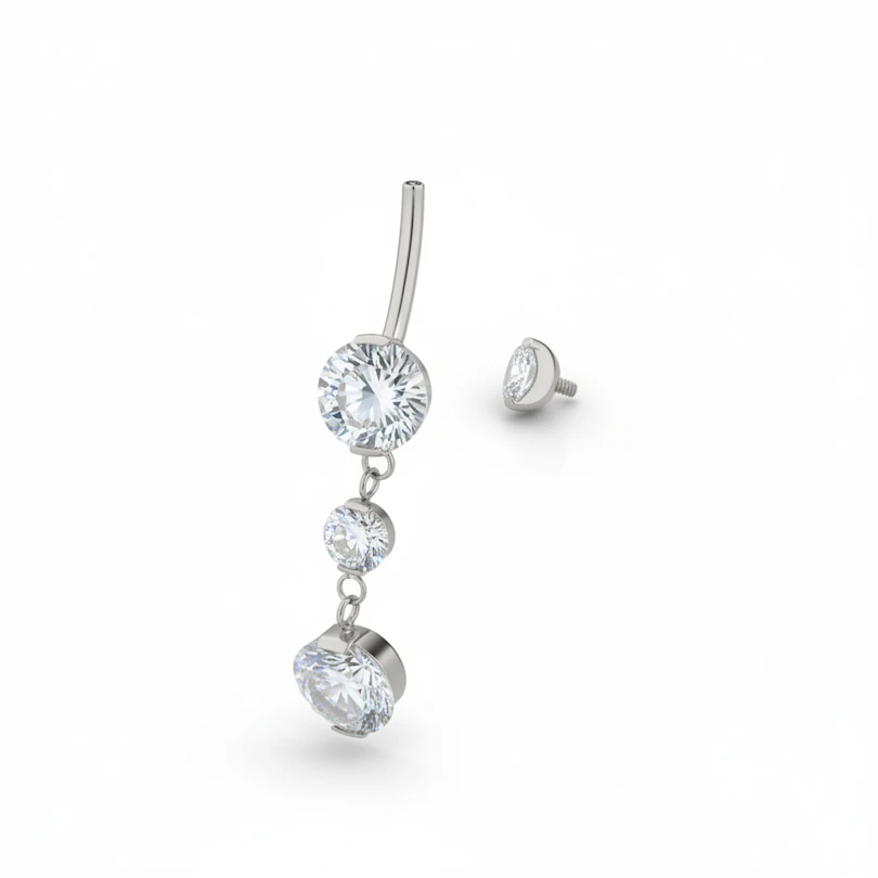 Titanium belly ring with dangle