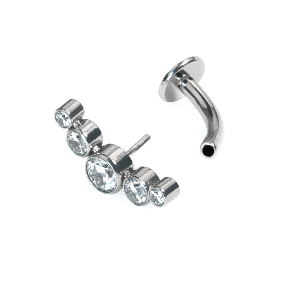 Floating titanium belly ring with crystals