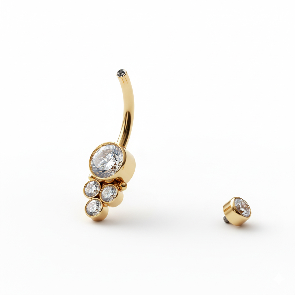 Titánová činka do pupka s kamienkami a vnútorným závitom