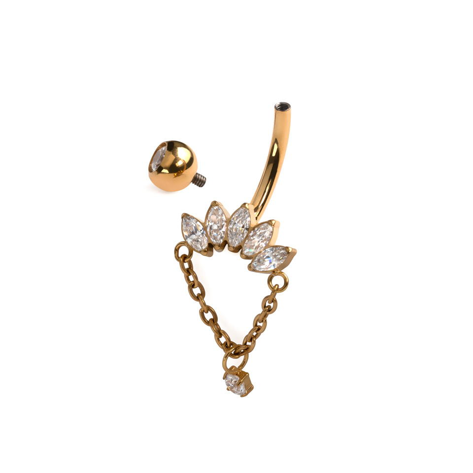 Titanový šperk do pupka s kamienkami a príveskom