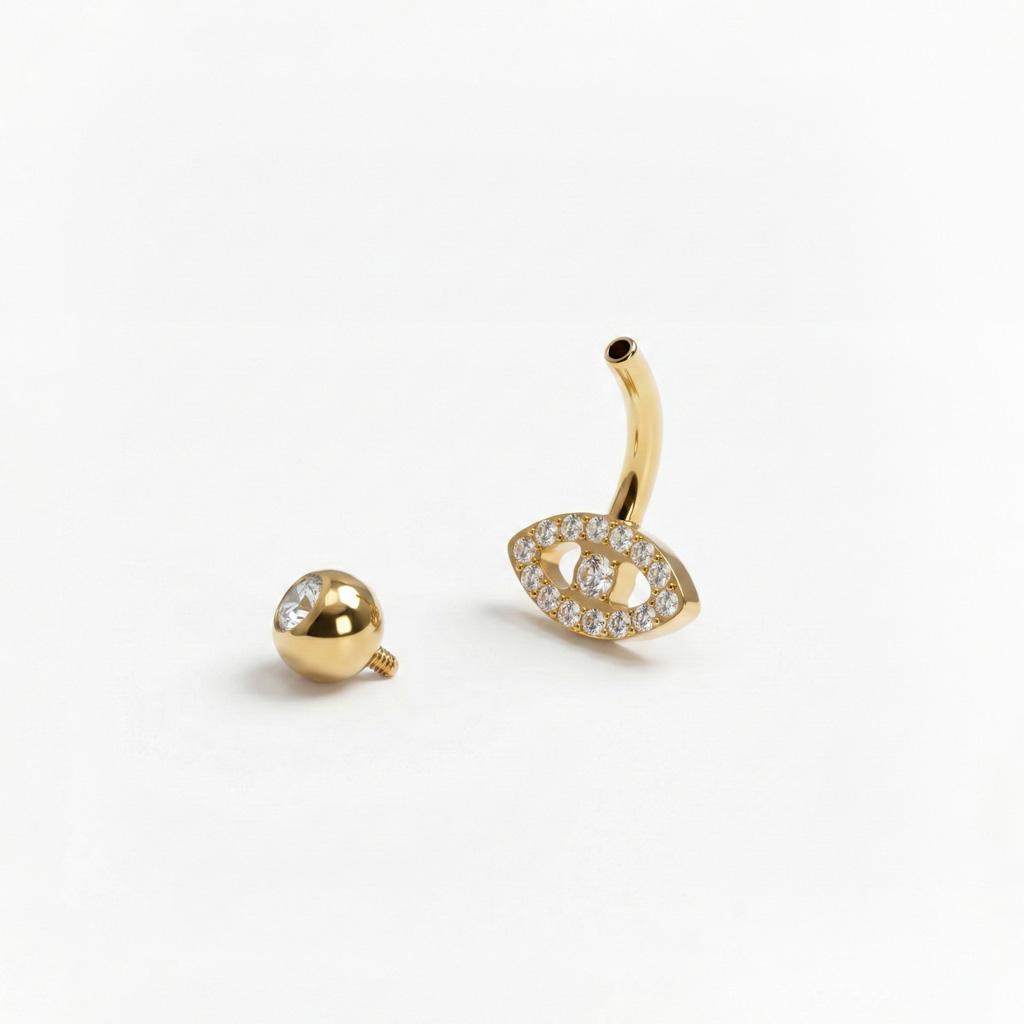 Κρίκος αφαλού με ματάκι από τιτάνιο