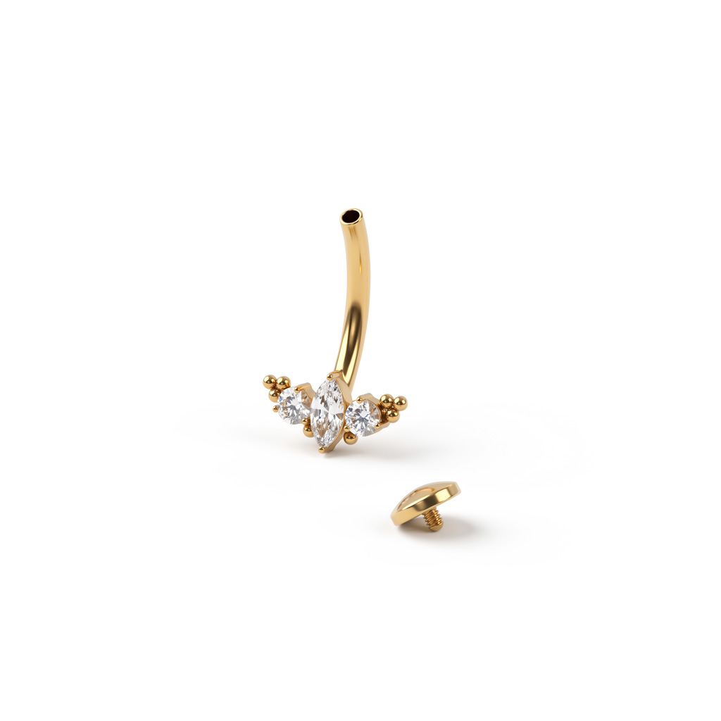 Floating belly ring with vintage design in titanium