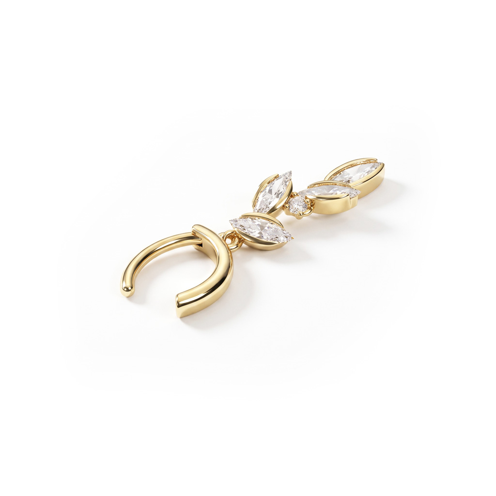 Belly clicker with gemstone leaves dangle