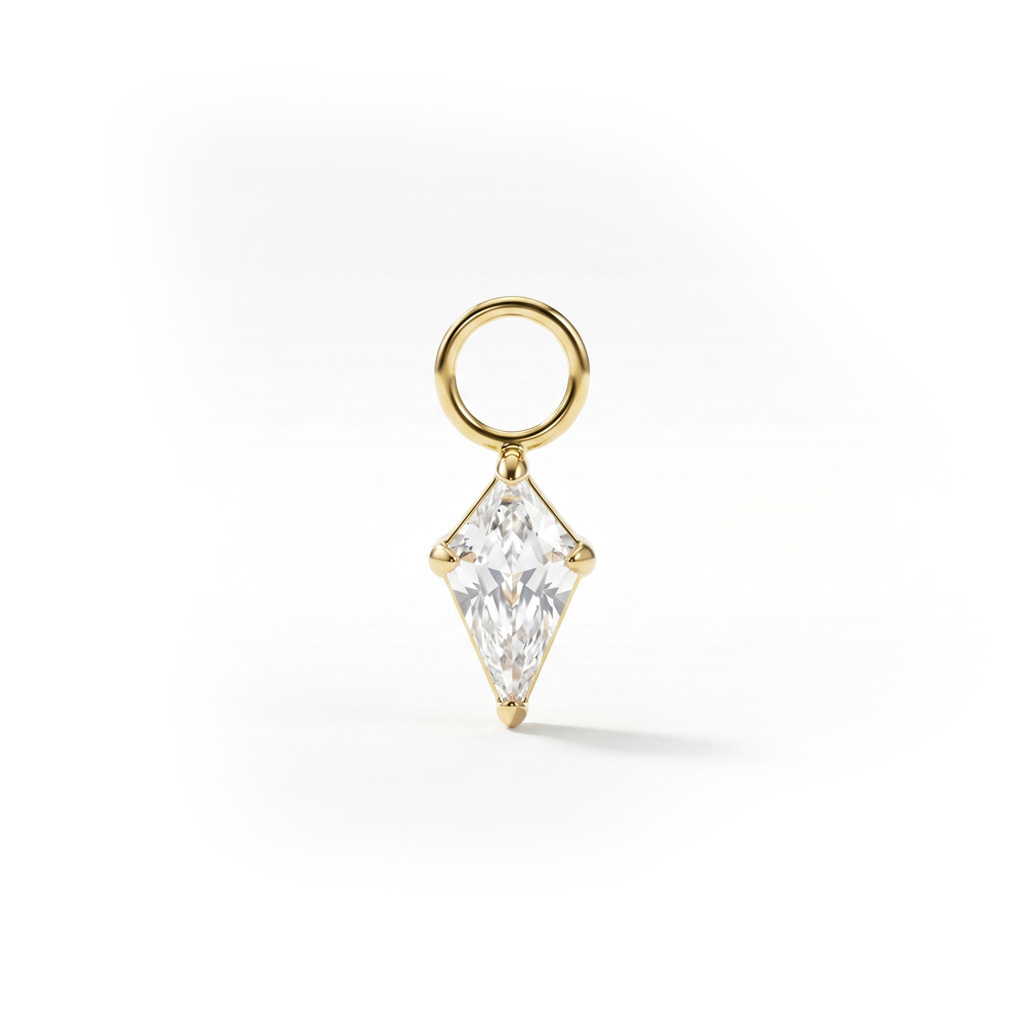 Simple titanium charm with diamond shaped stone