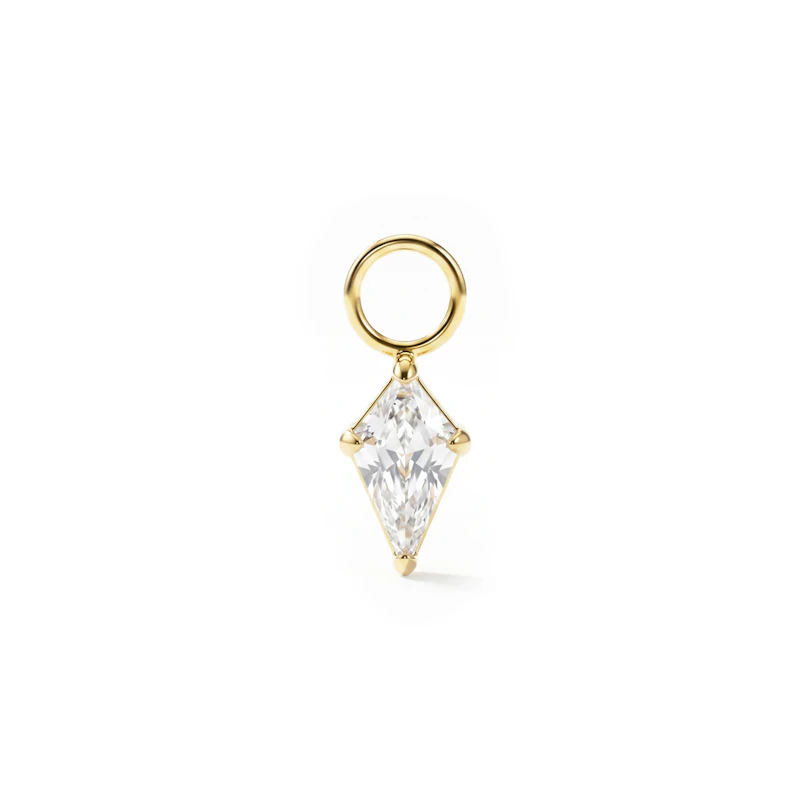Simple titanium charm with diamond shaped stone