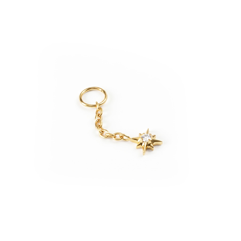 Charm with star with central gemstone