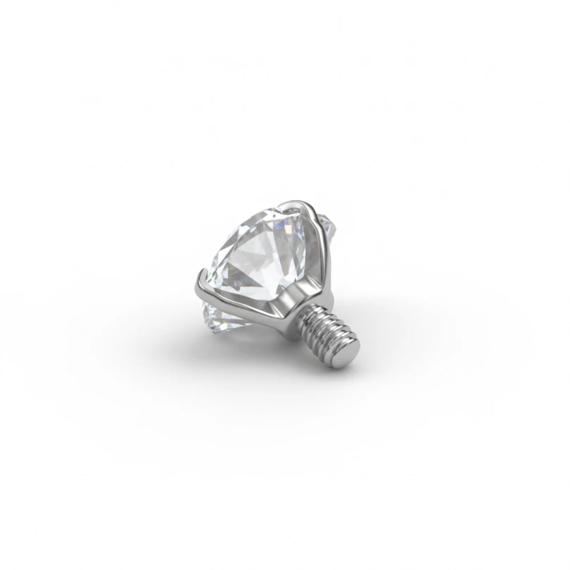 Titanium heart gem dermal top