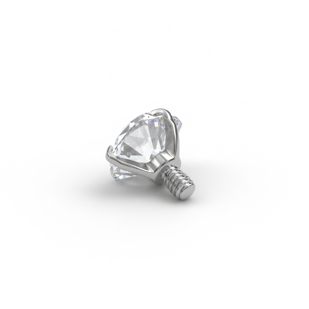 Titanium heart gem dermal top
