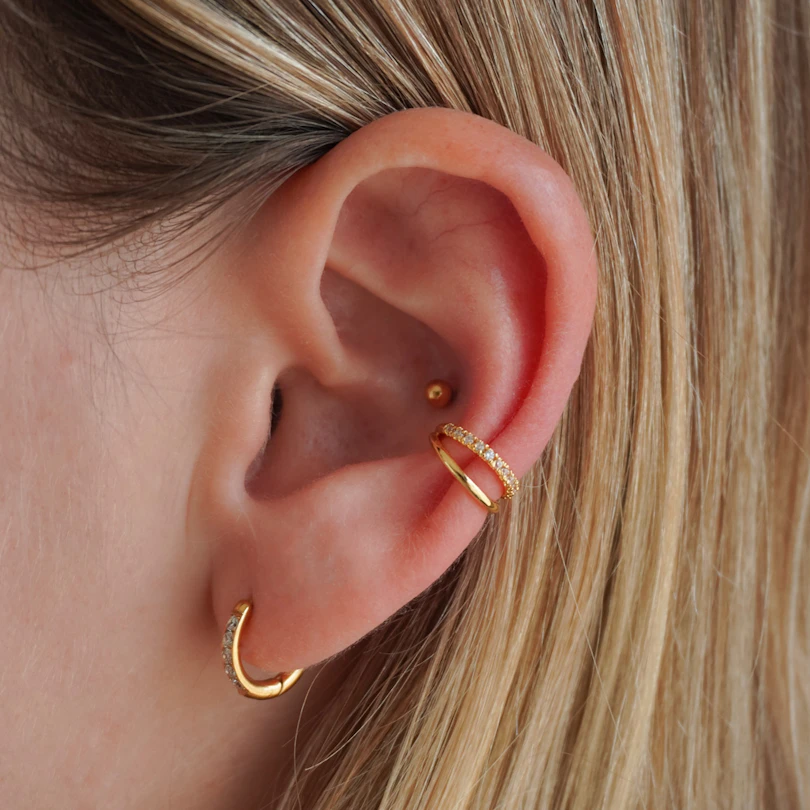 Double ear cuff with CZ stones