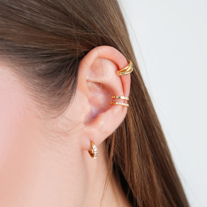 Chunky double ear cuff with stones