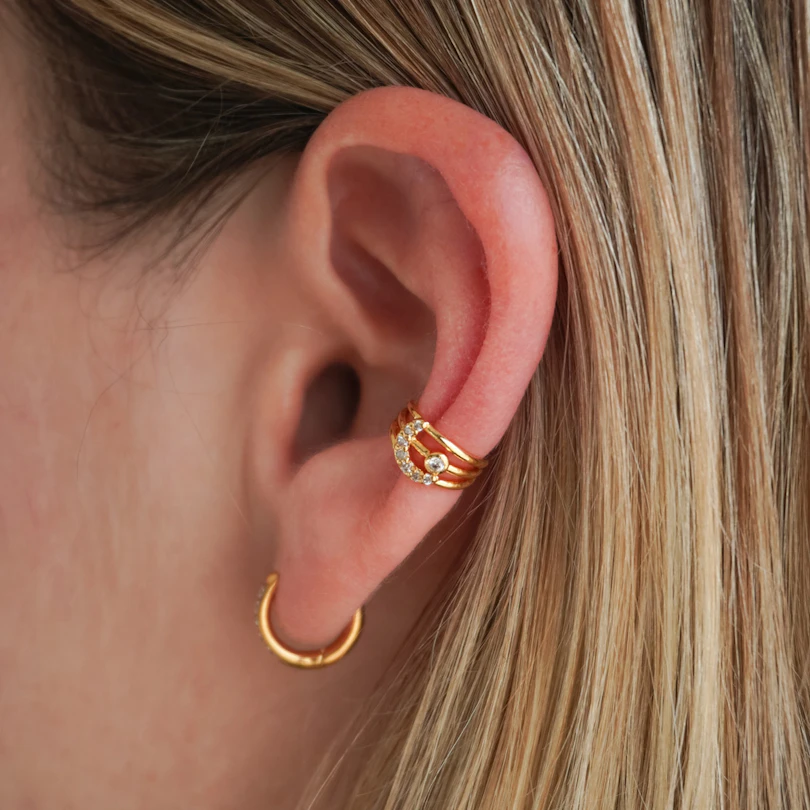 Τριπλό ear cuff με φεγγάρι