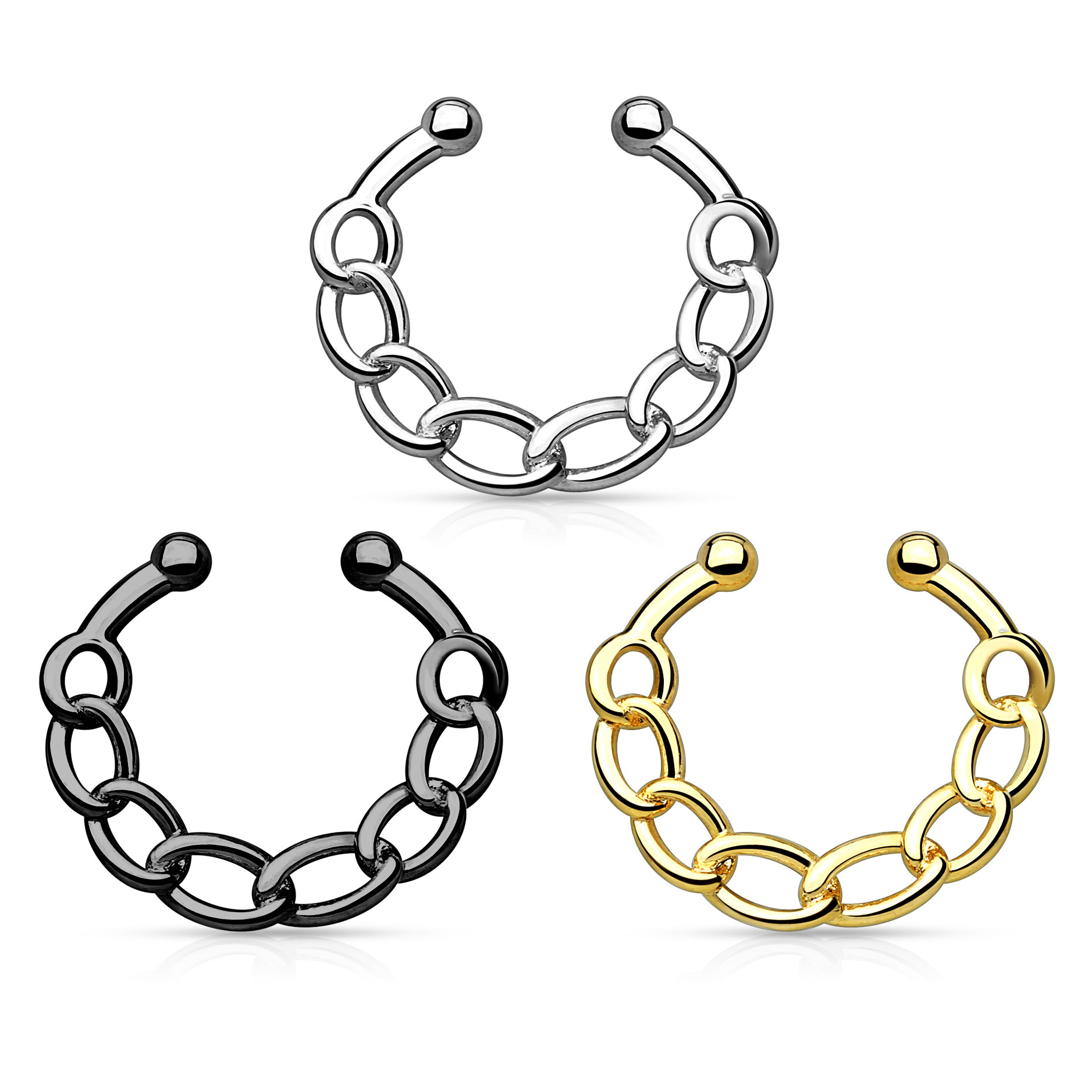 Fake septum piercing with chain