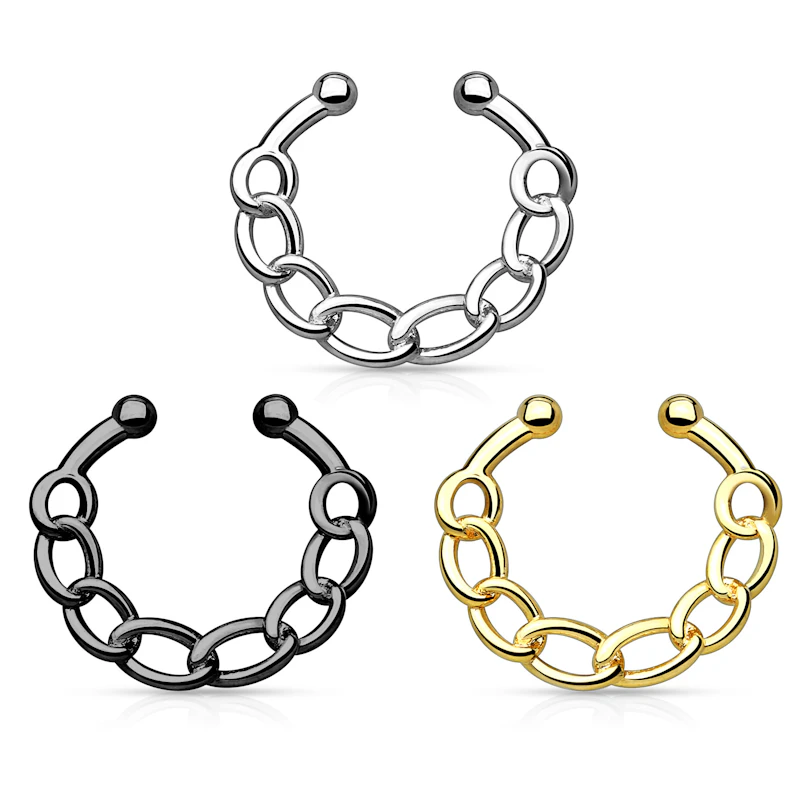Fake septum piercing with chain