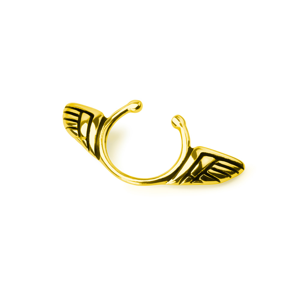 Fake nipple ring with wings in surgical steel