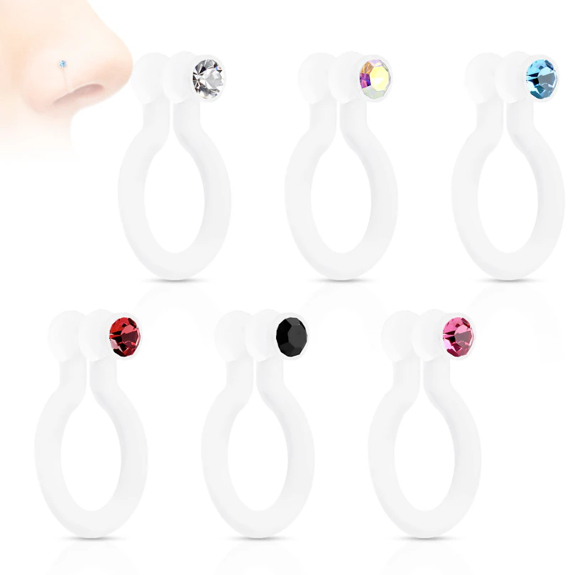 Fake nose piercing with stone