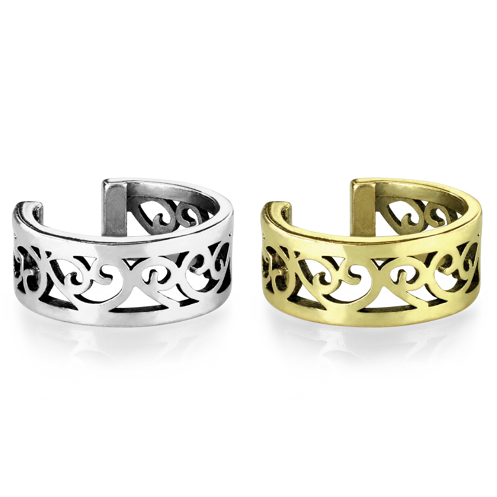 Ear cuff with fretwork filigree heart