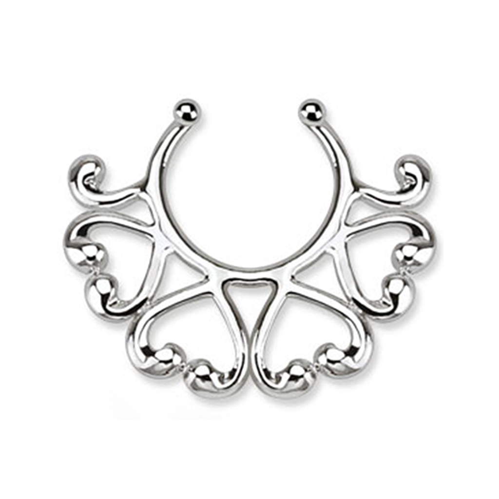 Fake nipple piercing with half heart edge