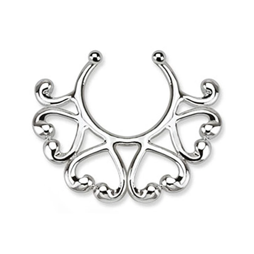 Fake nipple piercing with half heart edge