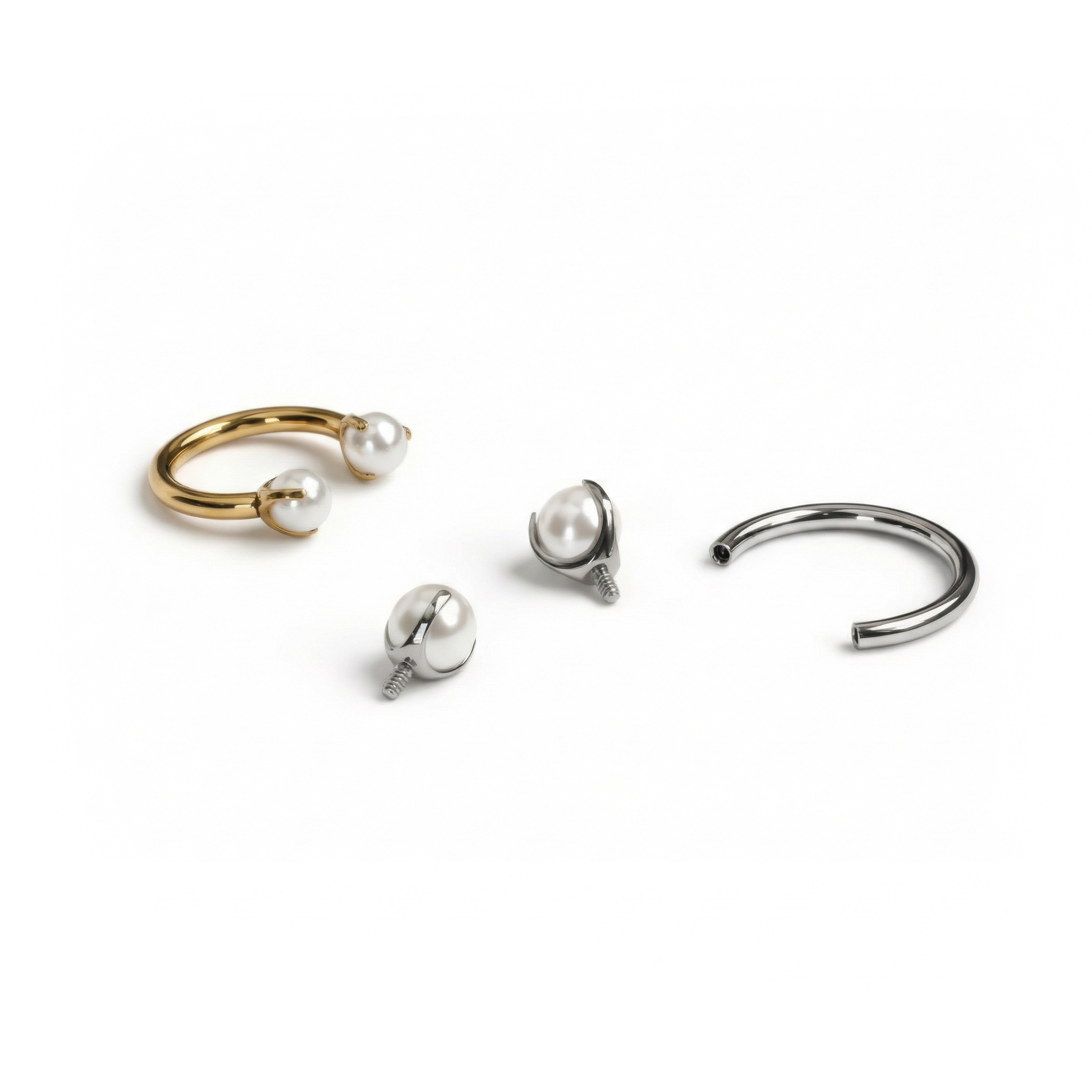Titanium horseshoe with pearls