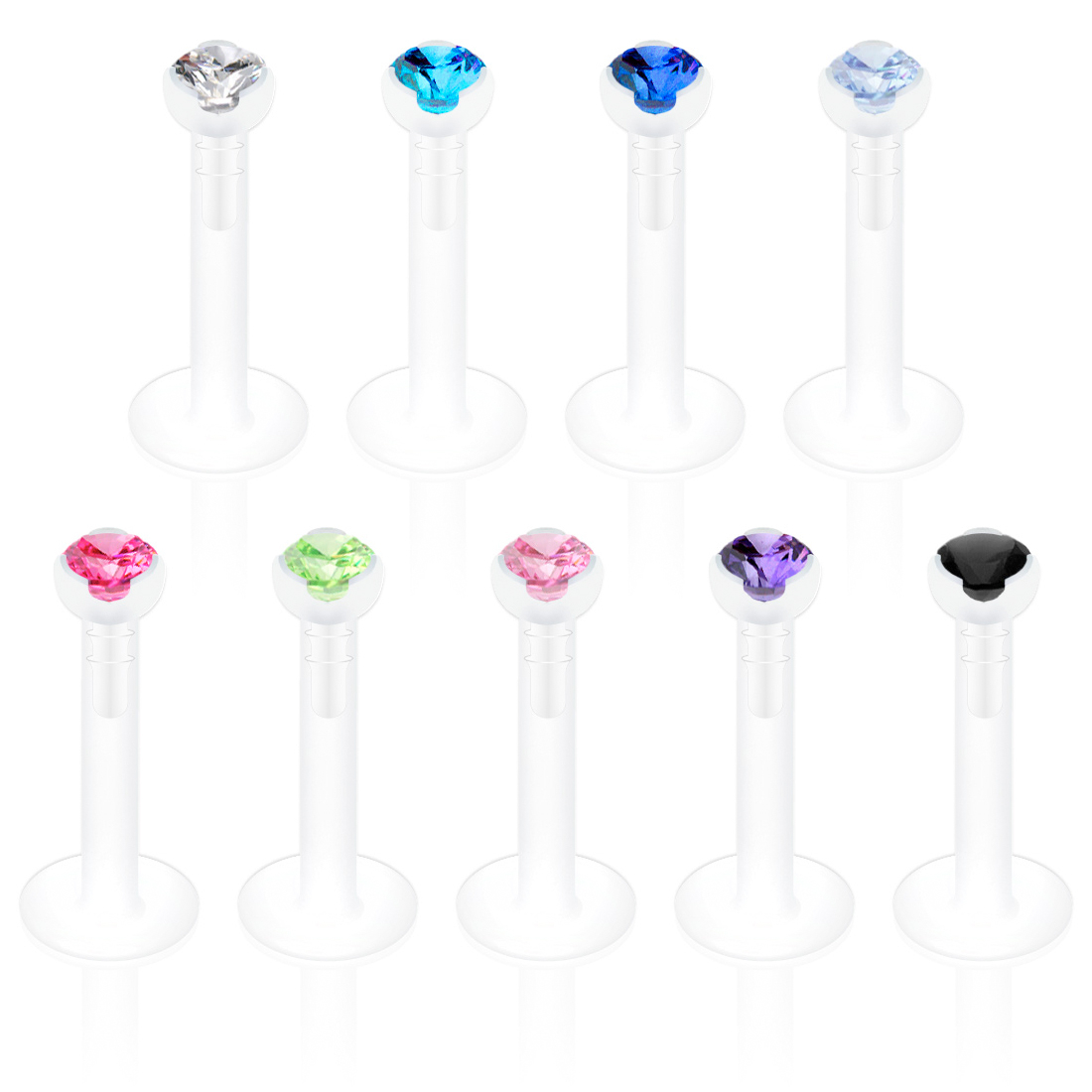 Labret made of ptfe with top stone in your choice of color
