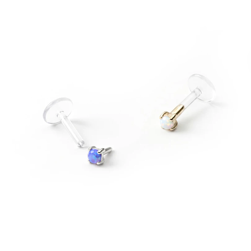 14k gold labret with opal stone