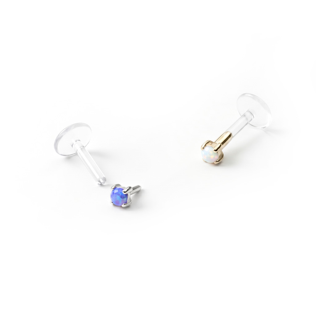 Labret iz 14-kt zlata z opalom