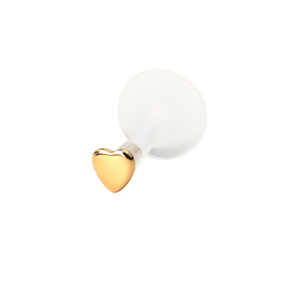 Labret with 14k gold heart-shaped top