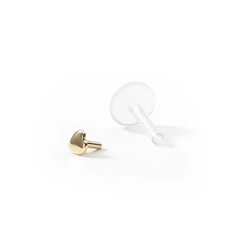 Labret iz 14-kt zlata z motivom majhnega srca