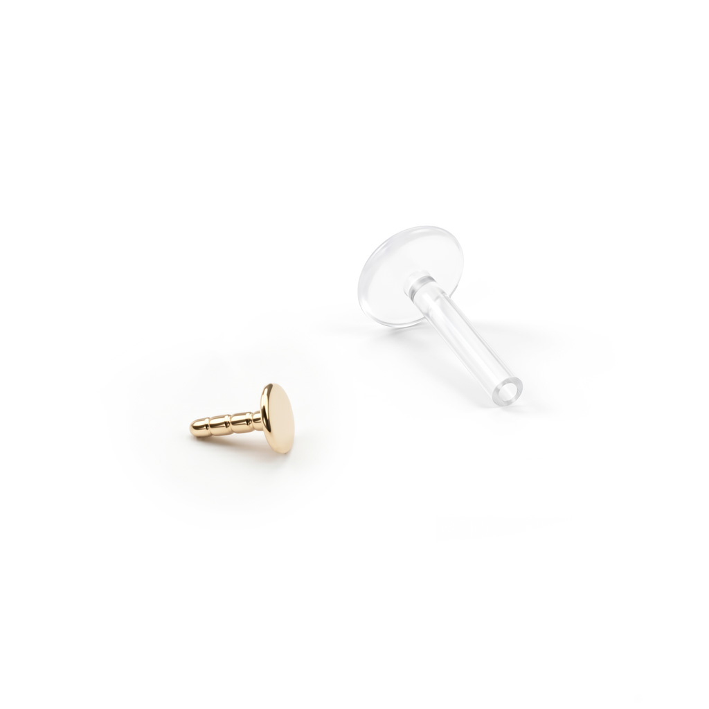Labret iz PTFE in okroglim vrhom iz 14-kt zlata
