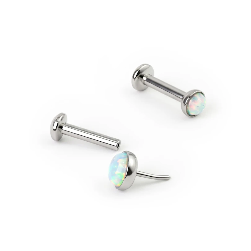 Push-in labret with opal