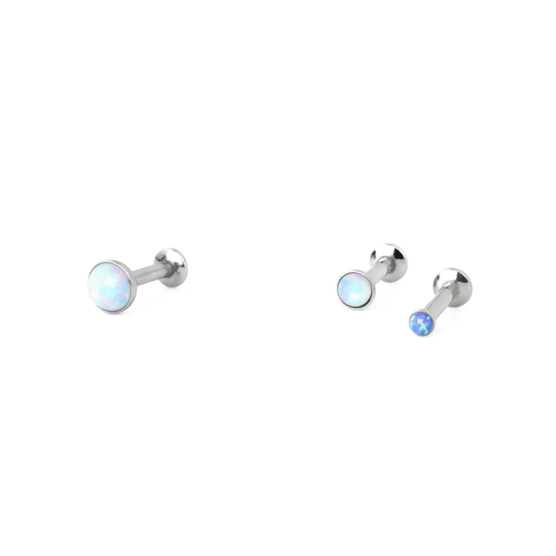 Push-in labret with opal