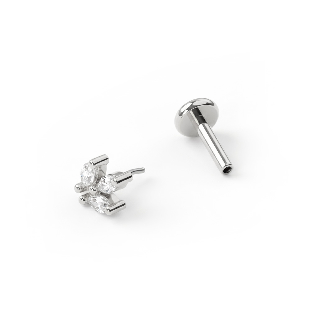Push-in labret with marquise stones