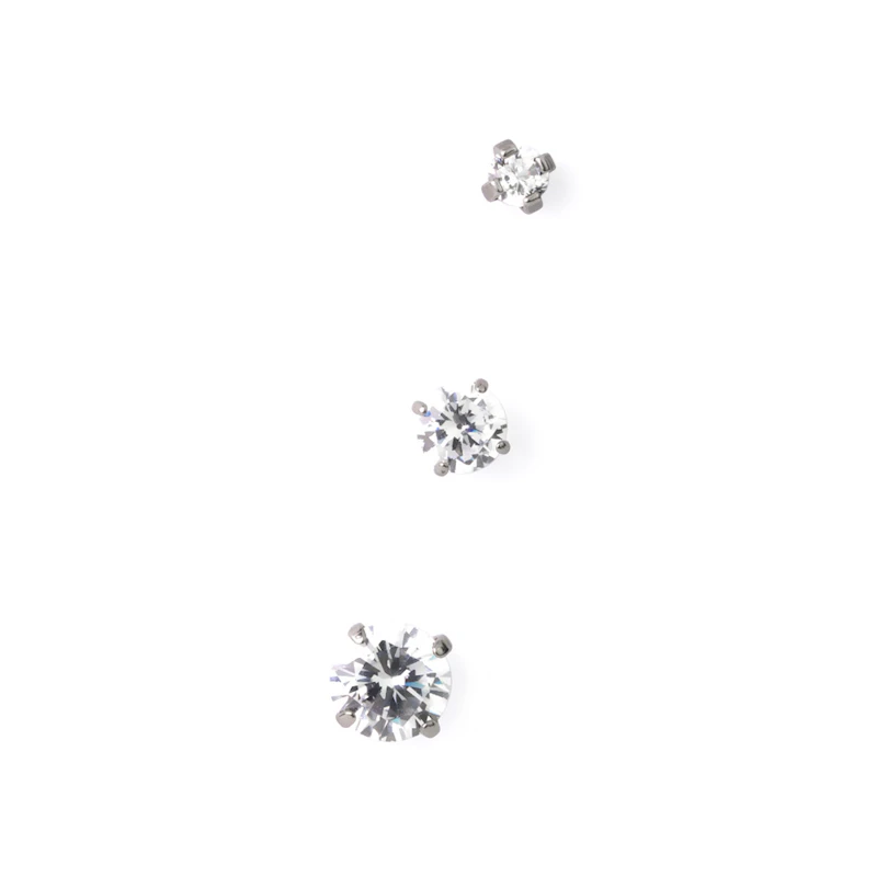 Push-in labret made of titanium with prong set stone