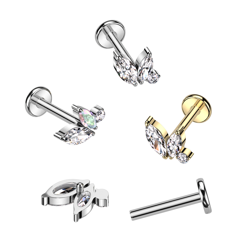 Delicate labret in titanium with internal thread