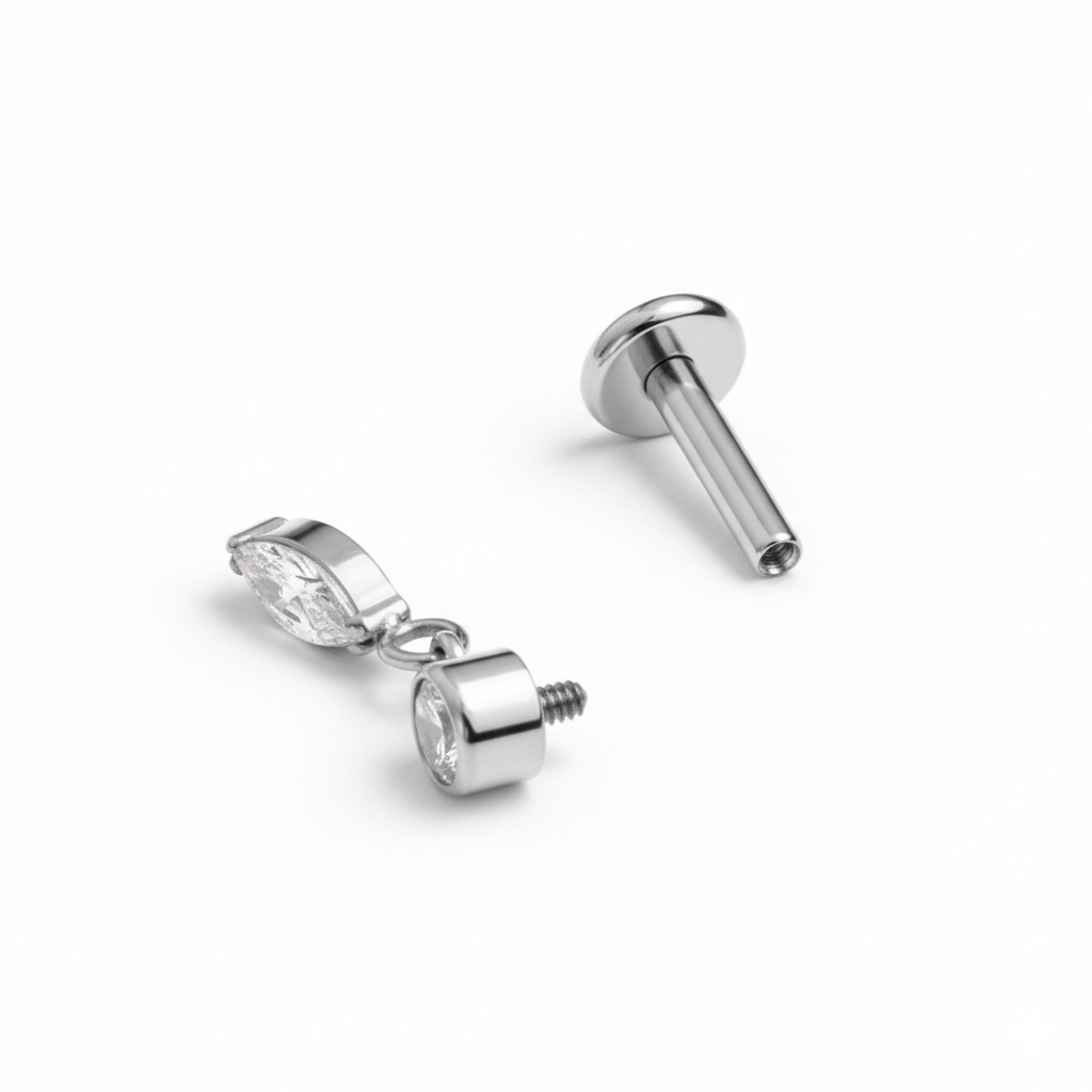 Titanium labret with elegant marquise charm