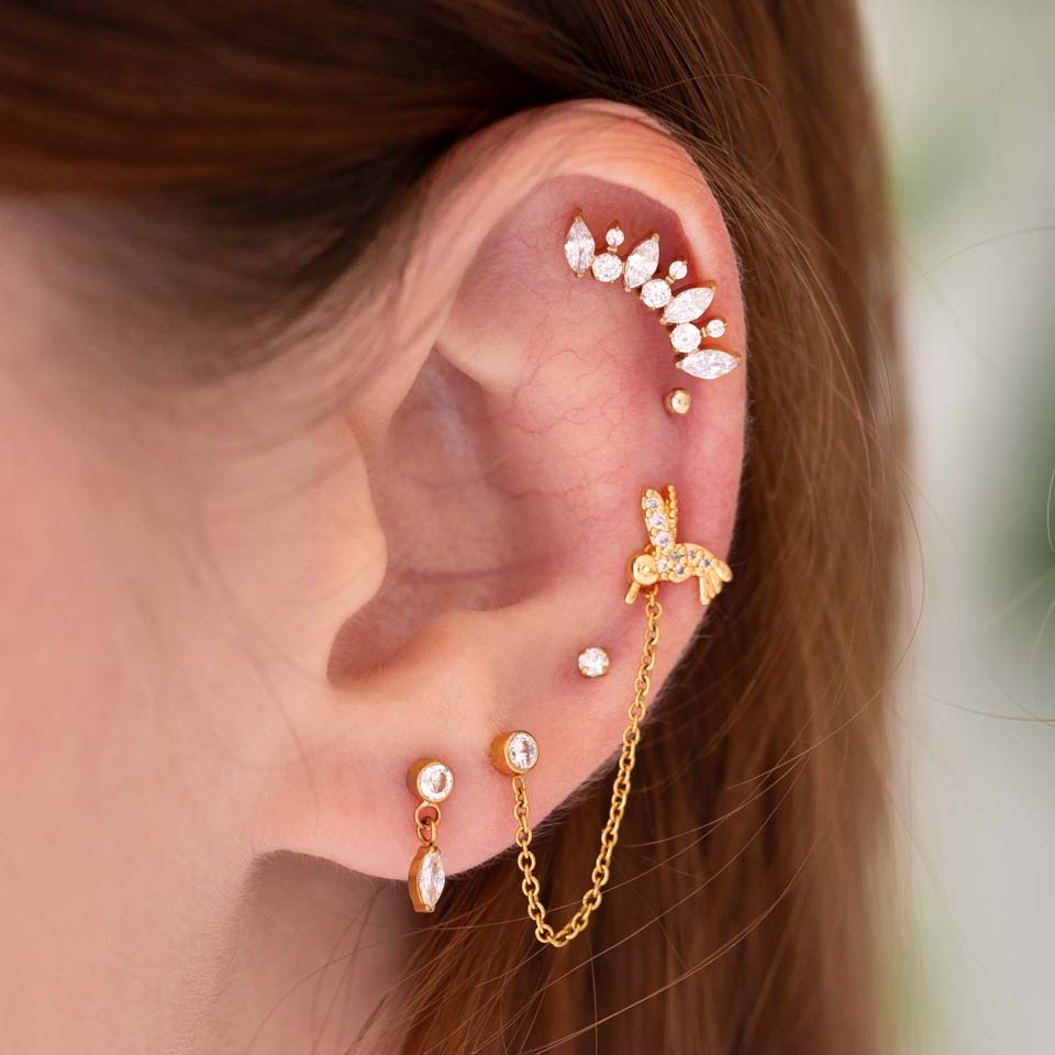 Titanium labret with marquise charm