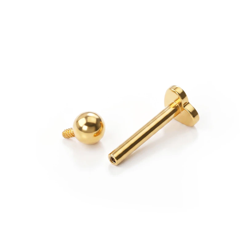 Double sided titanium labret with heart shaped flat back