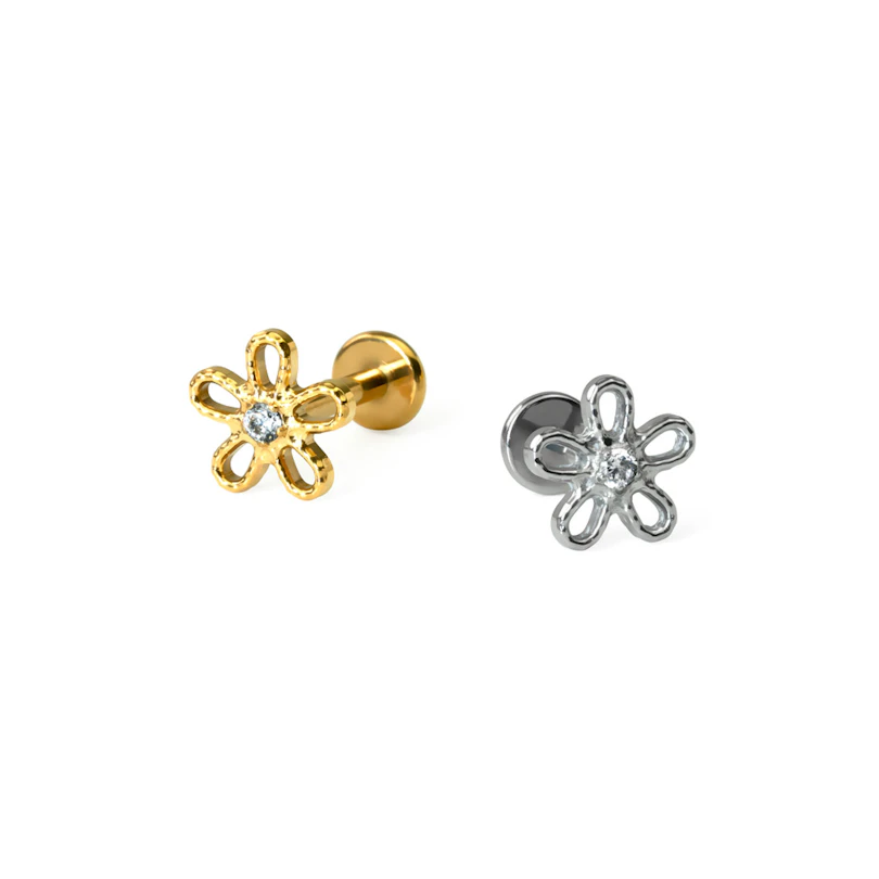 Flower labret in titanium