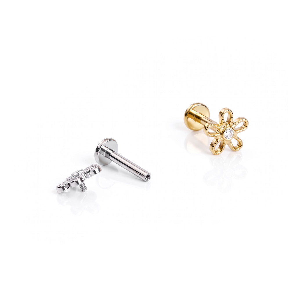 Flower labret in titanium