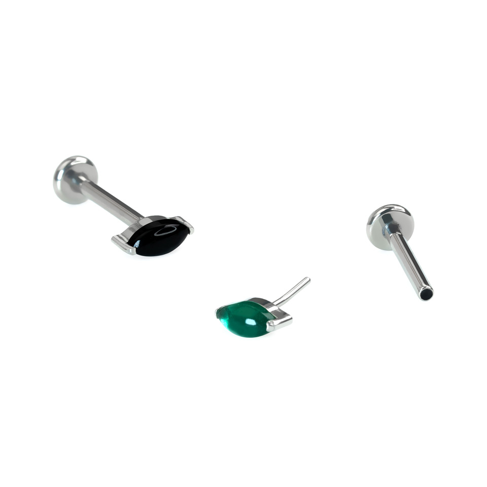Titanium labret with natural stone